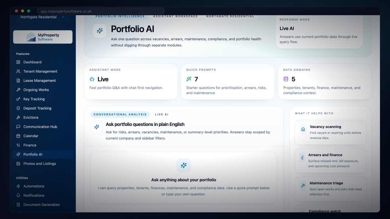 Portfolio dashboard with key performance metrics